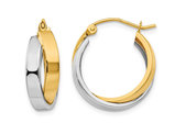 14K Two-tone White and Yellow Gold Double Hoop Earrings